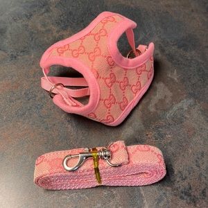 XS pink Dog Harness and leash